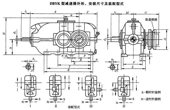 DBYK型減速器外形、安裝尺寸及裝配型式JB/T9002-1999